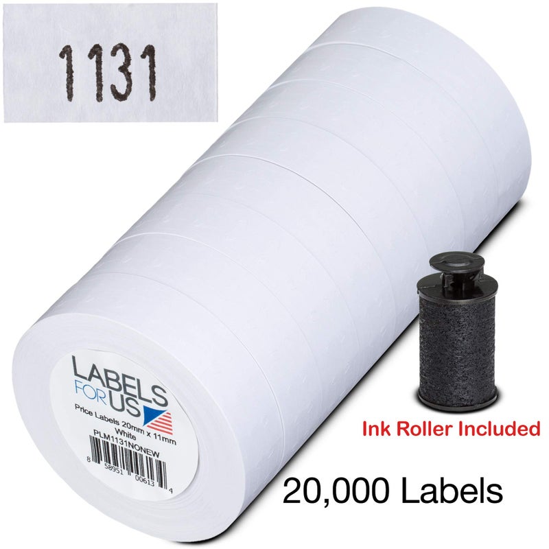 Labels for Us - Price Labels for Monarch 1131 Price Gun - White - 20,000 Labels - Pack with 8 Rolls - Ink Roller Included - Image 3
